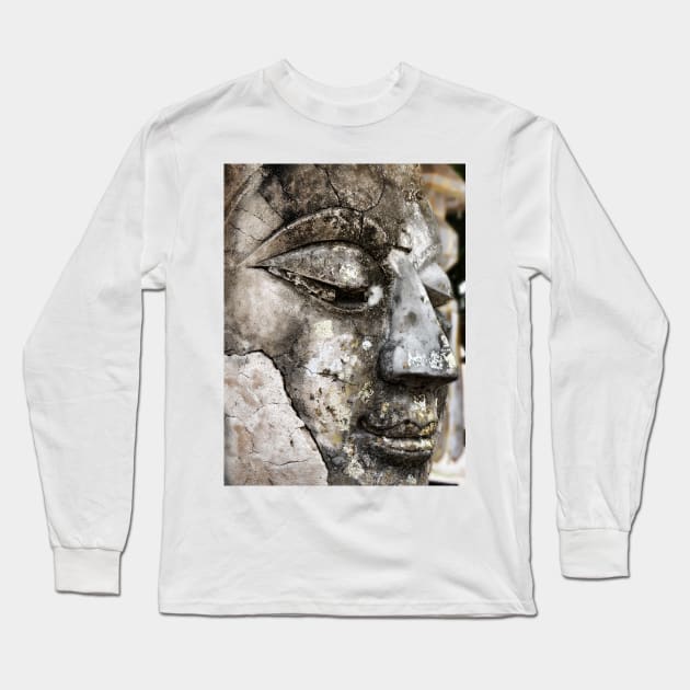 Thai Buddha head Long Sleeve T-Shirt by thehollowpoint